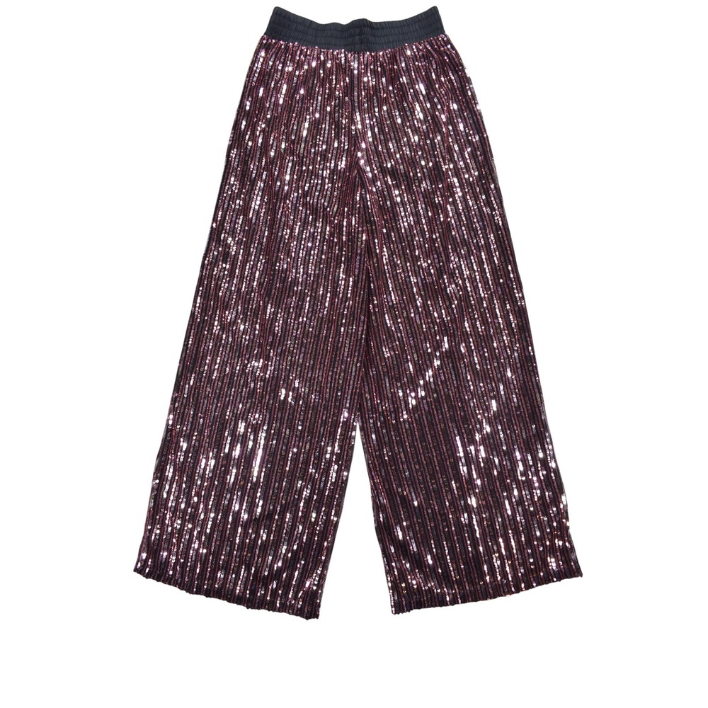 Victorias Secret Sequin Wide Leg Pants Burgundy Rose Gold Sparkle Small